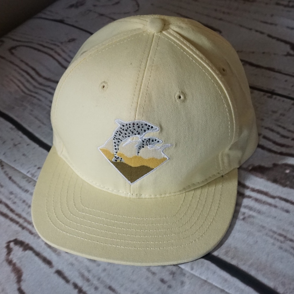 Pink Dolphin Hat Yellow w/ Brown Leather Strap